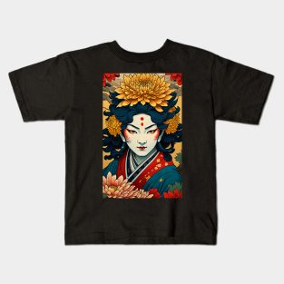 Floral Japanese warrior Kids T-Shirt